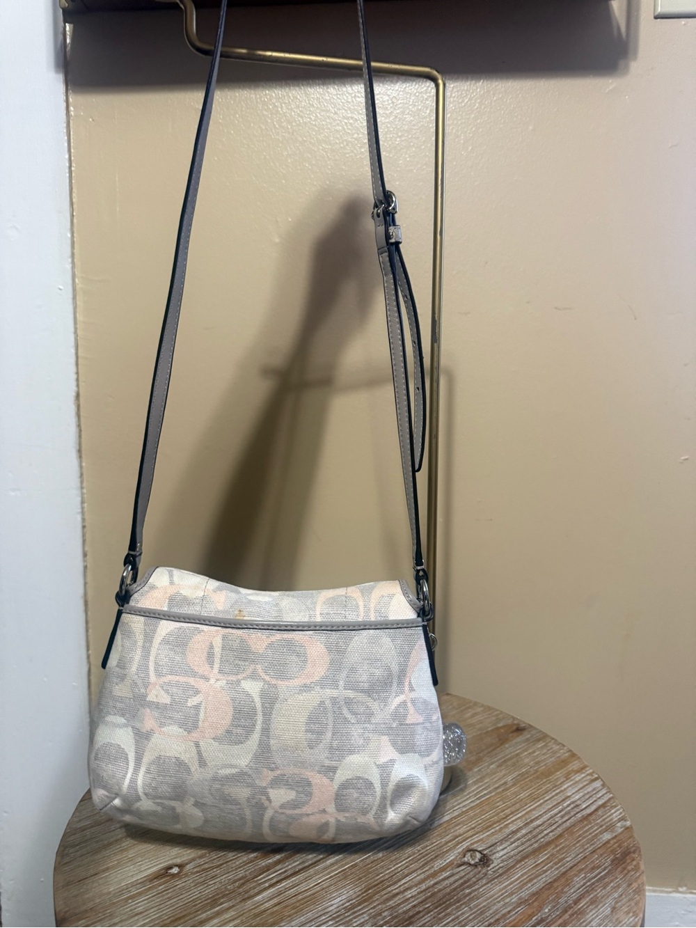 Coach Canvas Saddle Crossbody in Beige with Pink Accents Cherries not included - Picture 4 of 9